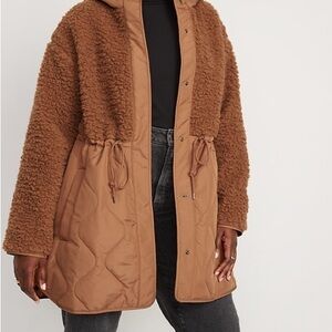 Hooded Sherpa Quilted Hybrid Coat